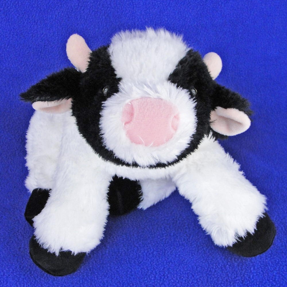 Aurora Flopsie May Bell Cow Plush Black and White Floppy Stuffed Animal 12 Inch